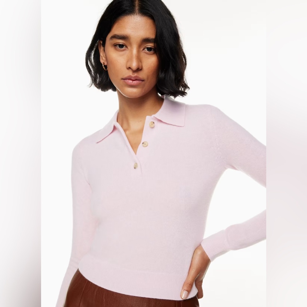 Wilfred Liteluxe Cashmere Florence Sweater Soft Pink Knit Sweater Sz M